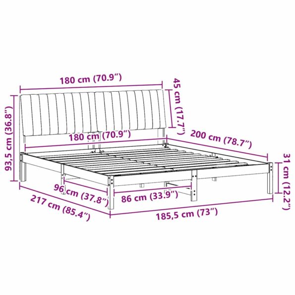 vidaXL Rám postele s čelnou doskou Hnedá 180 x 200 cm látka – Obrázok 11