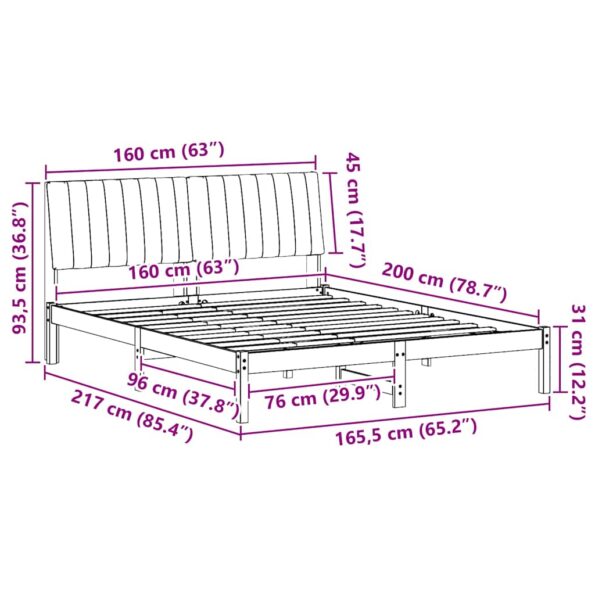 vidaXL Rám postele s čelnou doskou Hnedá 160 x 200 cm látka – Obrázok 11