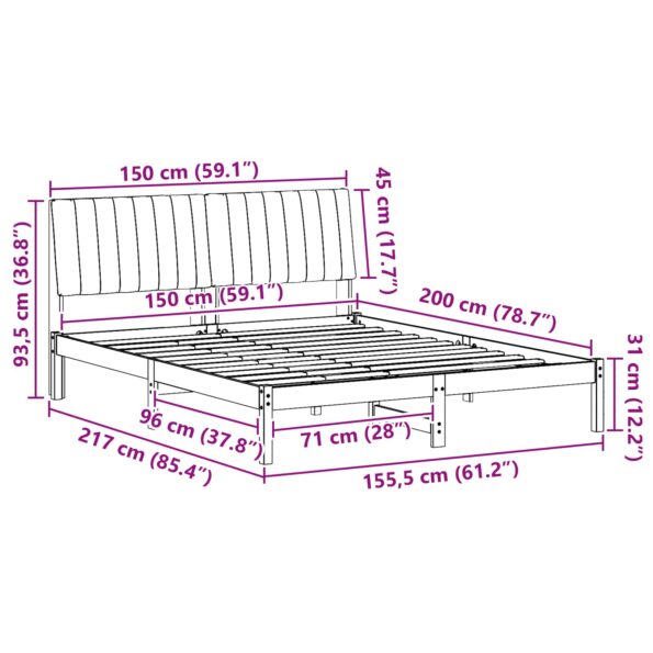 vidaXL Rám postele s čelnou doskou Biela 150 x 200 cm látka – Obrázok 11