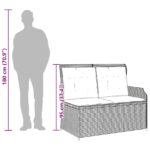 vidaXL Záhradná lavička s vankúšom Sivá Poly ratan – Obrázok 10