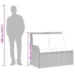 vidaXL Záhradná lavička s vankúšom Hnedá Poly ratan – Obrázok 10