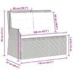 vidaXL Záhradná lavička s vankúšom Béžová Poly ratan – Obrázok 9