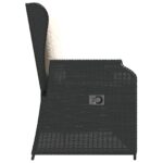 vidaXL Záhradná lavička s vankúšom Čierna Poly ratan – Obrázok 5