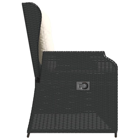 vidaXL Záhradná lavička s vankúšom Čierna Poly ratan – Obrázok 5