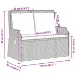 vidaXL Záhradná lavička s vankúšom Sivá Poly ratan – Obrázok 9