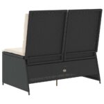 vidaXL Záhradná lavička s vankúšom Čierna Poly ratan – Obrázok 6