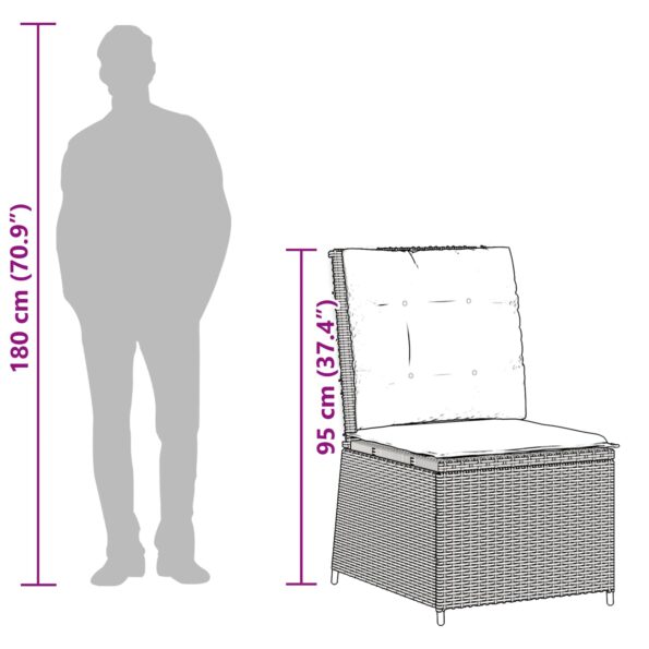 vidaXL Záhradná pohovka s vankúšom Béžová Poly ratan – Obrázok 10