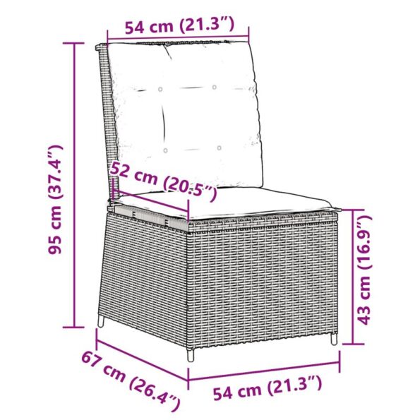 vidaXL Záhradná pohovka s vankúšom Béžová Poly ratan – Obrázok 9