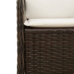 vidaXL Záhradná lavička s vankúšom 2 pcs Hnedá Poly ratan – Obrázok 8