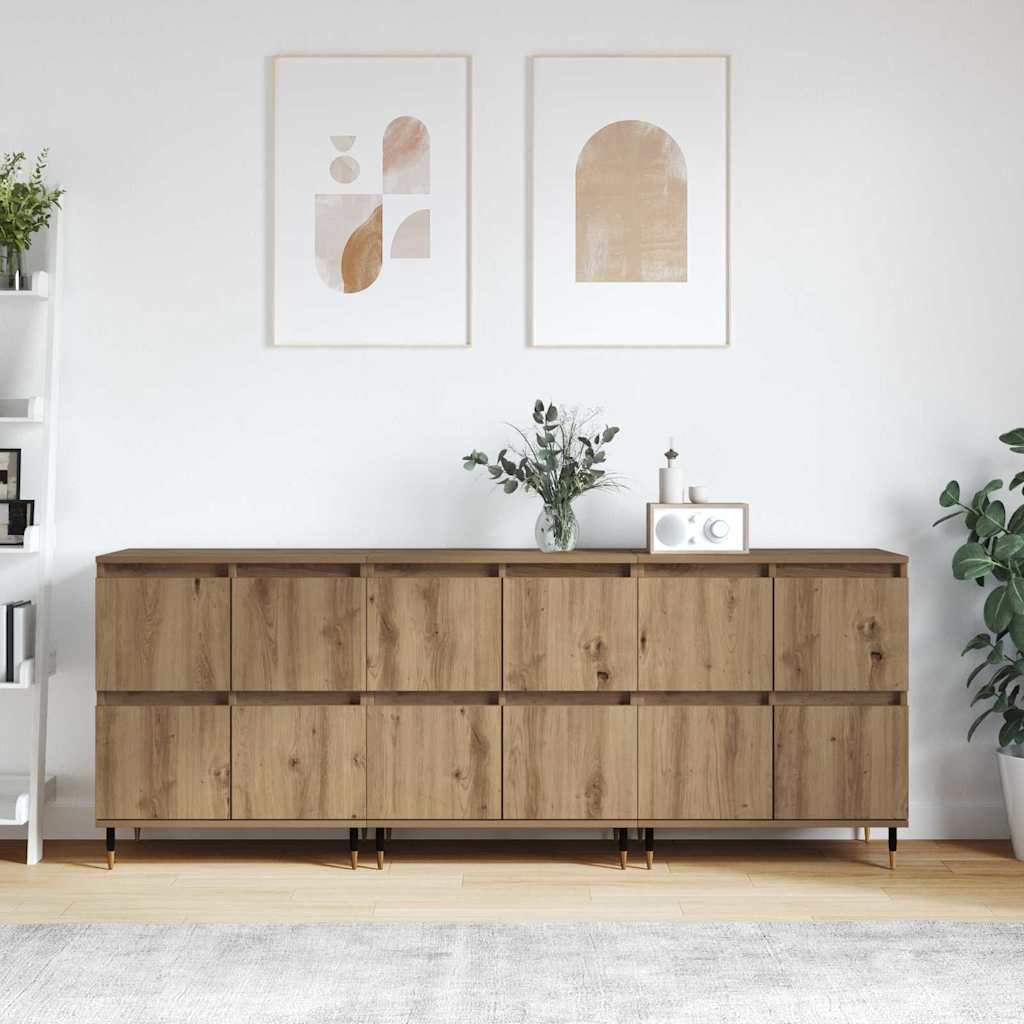 3394510_1.jpg vidaXL Komody 3 pcs dub artisan 180 x 35 x 70 cm Kompozitné drevo – Obrázok 1