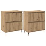 vidaXL Komody 2 pcs dub artisan 120 x 35 x 70 cm Kompozitné drevo – Obrázok 2