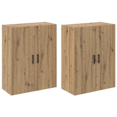 vidaXL Závesné skrinky s poličkou s úložiskom s dverami 2 pcs dub artisan 69.5 x 34 x 90 cm