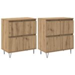 vidaXL Komody 2 pcs dub artisan 120 x 35 x 70 cm Kompozitné drevo – Obrázok 2