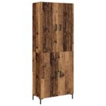 vidaXL Highboard Staré drevo 69.5 x 34 x 180 cm Kompozitné drevo – Obrázok 2