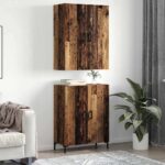 vidaXL Highboard Staré drevo 69.5 x 34 x 180 cm Kompozitné drevo – Obrázok 4