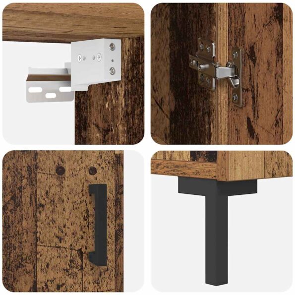 vidaXL Highboard Staré drevo 69.5 x 34 x 180 cm Kompozitné drevo – Obrázok 9