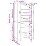 vidaXL Highboard Čierny dub 69.5 x 34 x 180 cm Kompozitné drevo – Obrázok 11
