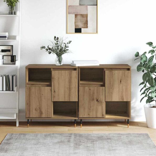 vidaXL Komody 2 pcs dub artisan 120 x 35 x 70 cm Kompozitné drevo – Obrázok 4