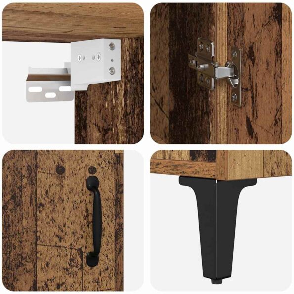 vidaXL Highboard 2 pcs Staré drevo 69.5 x 34 x 180 cm Kompozitné drevo – Obrázok 9