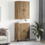 vidaXL Highboard 2 pcs dub artisan 69.5 x 34 x 180 cm Kompozitné drevo – Obrázok 4