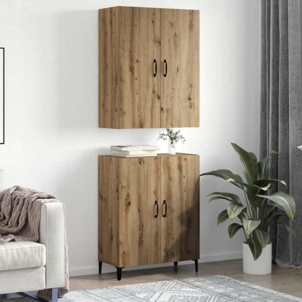 vidaXL Highboard 2 pcs dub artisan 69.5 x 34 x 180 cm Kompozitné drevo – Obrázok 4