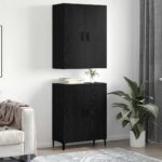 vidaXL Highboard 2 pcs Čierny dub 69.5 x 34 x 180 cm Kompozitné drevo – Obrázok 4