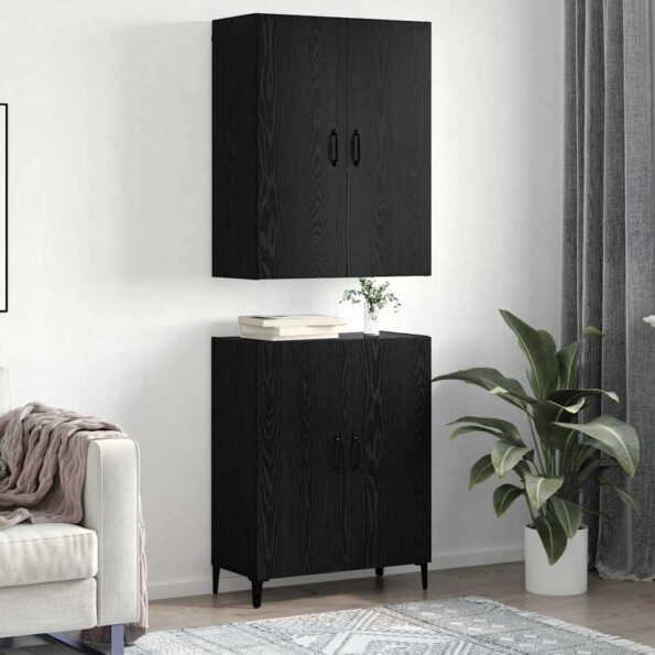 vidaXL Highboard 2 pcs Čierny dub 69.5 x 34 x 180 cm Kompozitné drevo – Obrázok 4