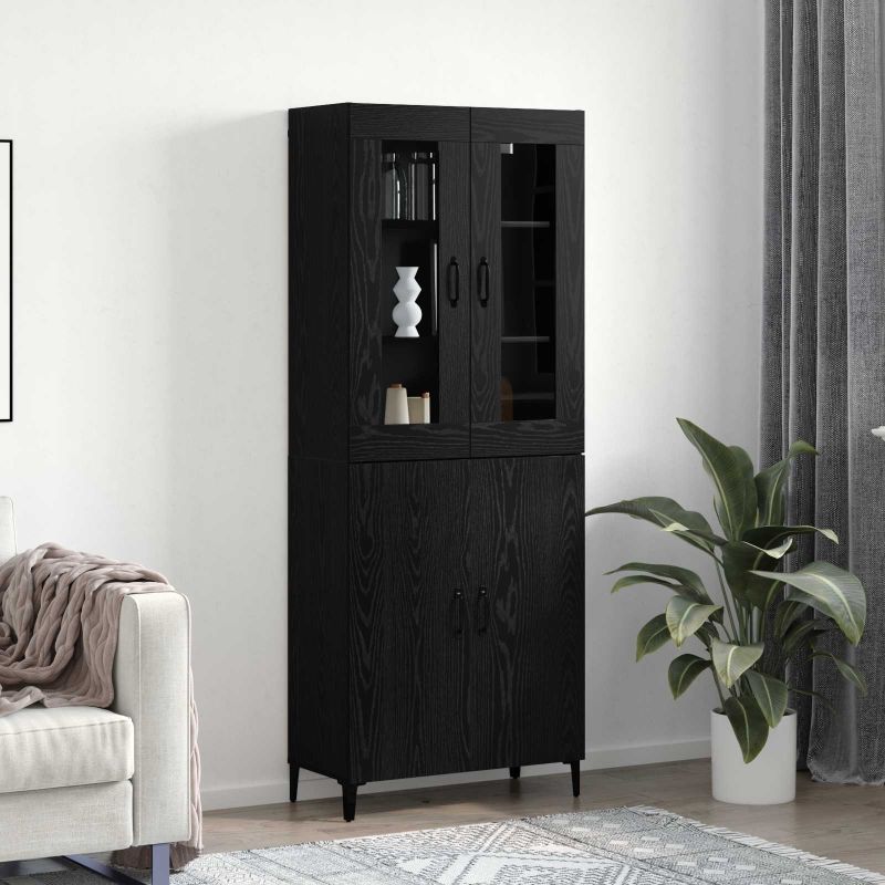 3394589_1.jpg vidaXL Highboard 2 pcs Čierny dub 69.5 x 34 x 180 cm Kompozitné drevo – Obrázok 1