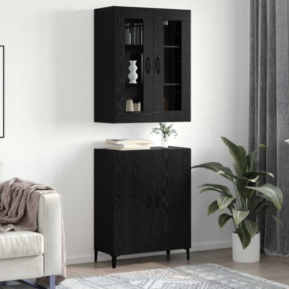 vidaXL Highboard 2 pcs Čierny dub 69.5 x 34 x 180 cm Kompozitné drevo – Obrázok 4