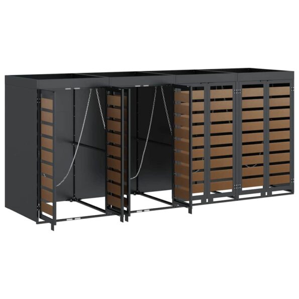 vidaXL Úložisko na 3 koše Wheelie Antracit 340 x 77.5 x 115.5 cm Oceľ – Obrázok 6