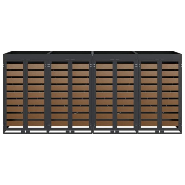 vidaXL Úložisko na 3 koše Wheelie Antracit 340 x 77.5 x 115.5 cm Oceľ – Obrázok 7