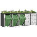 vidaXL Úložisko na 3 koše Wheelie Antracit 340 x 77.5 x 115.5 cm Oceľ – Obrázok 3