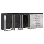 vidaXL Úložisko na 3 koše Wheelie Antracit 340 x 77.5 x 115.5 cm Oceľ – Obrázok 5