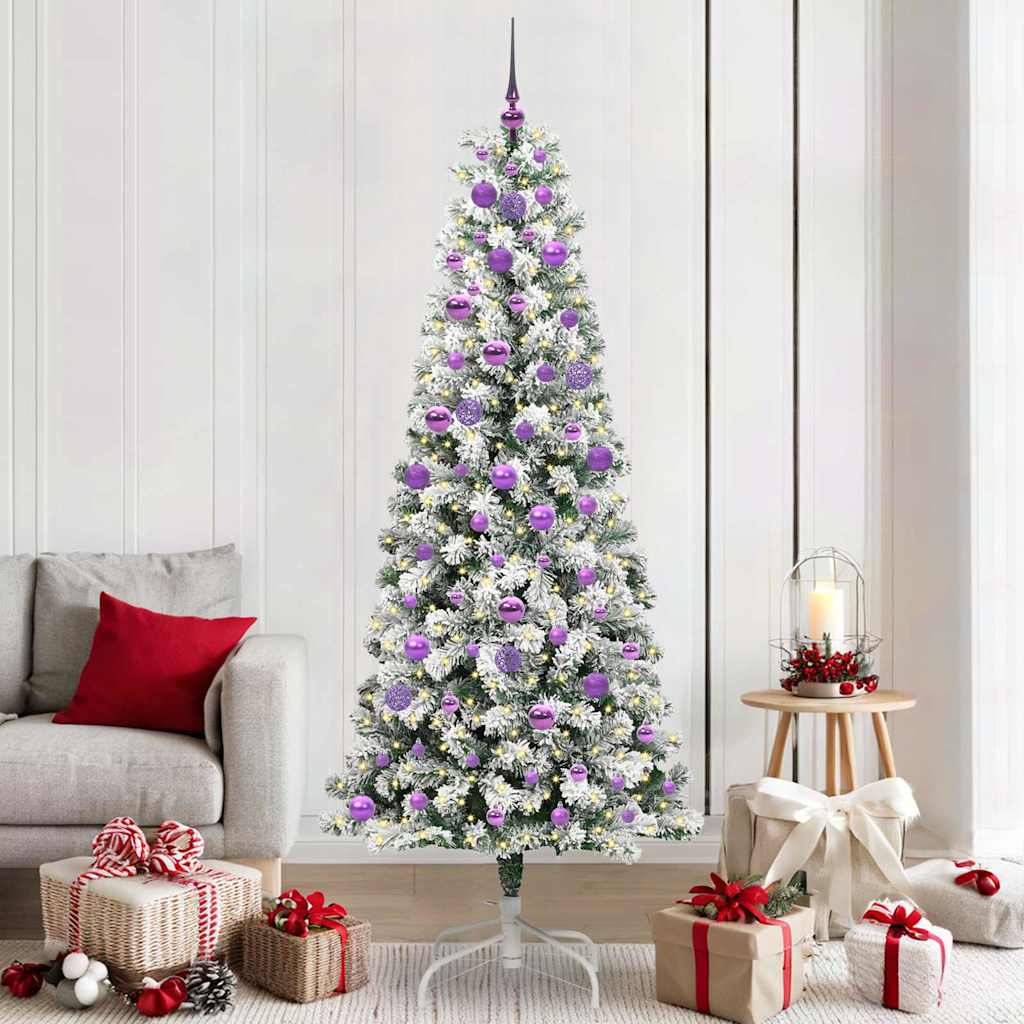 3395610_1.jpg vidaXL Umelý Sklápací Vianočný Stromček Zelená a biela 210 cm – Obrázok 1