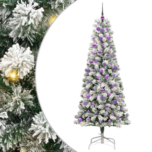 vidaXL Umelý Sklápací Vianočný Stromček Zelená a biela 210 cm – Obrázok 2