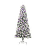 vidaXL Umelý Sklápací Vianočný Stromček Zelená a biela 210 cm – Obrázok 3