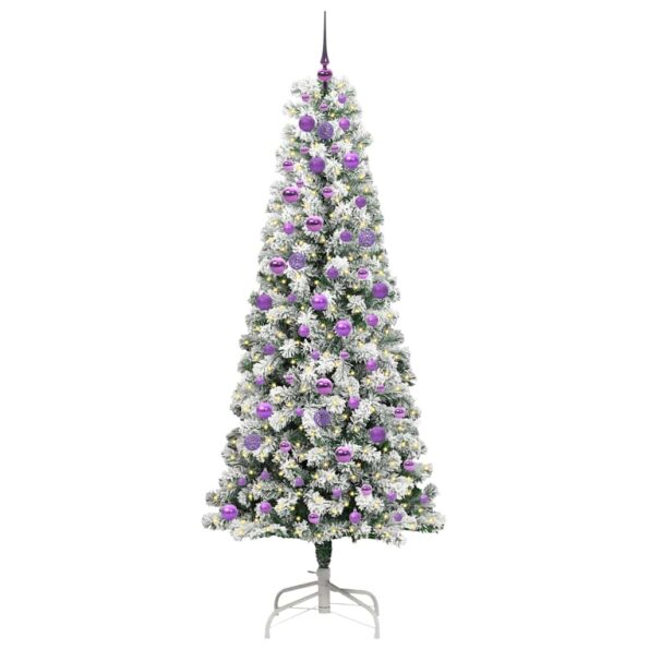 vidaXL Umelý Sklápací Vianočný Stromček Zelená a biela 210 cm – Obrázok 3