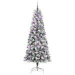 vidaXL Umelý Sklápací Vianočný Stromček Zelená a biela 210 cm – Obrázok 4