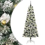 vidaXL Umelý Sklápací Vianočný Stromček Zelená a biela 240 cm – Obrázok 2