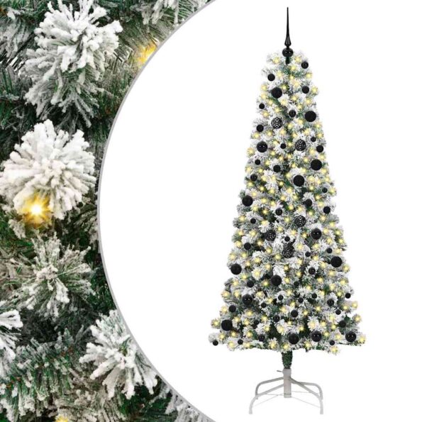 vidaXL Umelý Sklápací Vianočný Stromček Zelená a biela 240 cm – Obrázok 2