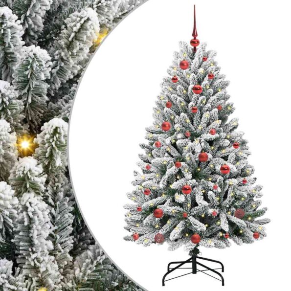 vidaXL Umelý vianočný stromček Zelená a biela 150 cm PVC a kov – Obrázok 2