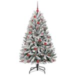 vidaXL Umelý vianočný stromček Zelená a biela 150 cm PVC a kov – Obrázok 3
