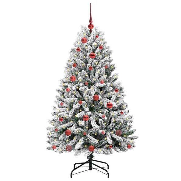 vidaXL Umelý vianočný stromček Zelená a biela 150 cm PVC a kov – Obrázok 3