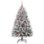 vidaXL Umelý vianočný stromček Zelená a biela 150 cm PVC a kov – Obrázok 4