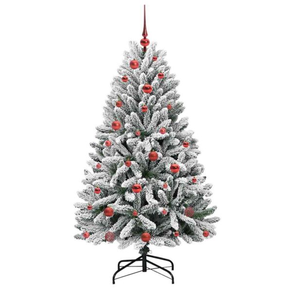 vidaXL Umelý vianočný stromček Zelená a biela 150 cm PVC a kov – Obrázok 4