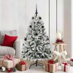 vidaXL Umelý vianočný stromček Zelená a biela 150 cm PVC a kov