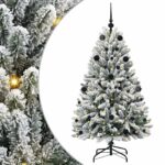 vidaXL Umelý vianočný stromček Zelená a biela 150 cm PVC a kov – Obrázok 2
