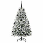 vidaXL Umelý vianočný stromček Zelená a biela 150 cm PVC a kov – Obrázok 3