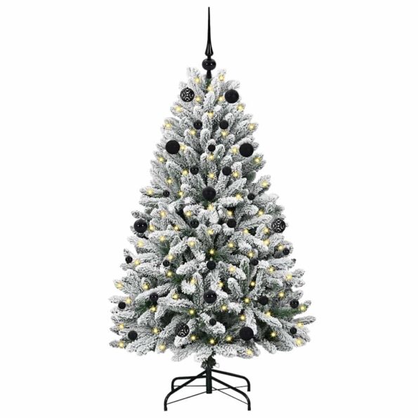 vidaXL Umelý vianočný stromček Zelená a biela 150 cm PVC a kov – Obrázok 3