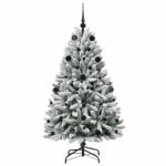 vidaXL Umelý vianočný stromček Zelená a biela 150 cm PVC a kov – Obrázok 4